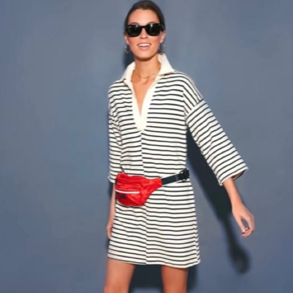 Tuckernuck Navy Stripe Ashton Knit Polo Mini Shift Dress size XS - Picture 14 of 16